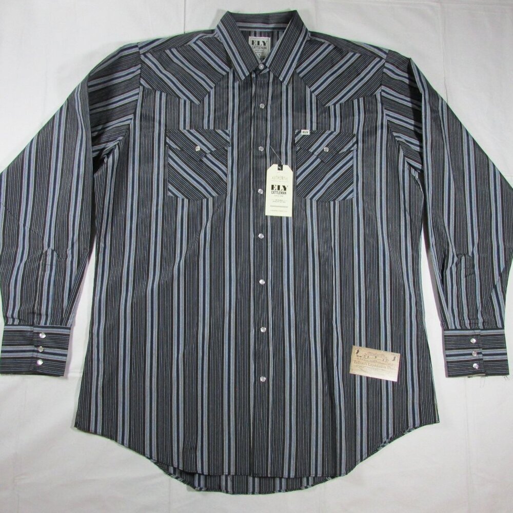 Ely Cattleman Men's Long Sleeve Stripe Snap Western Shirt Black
